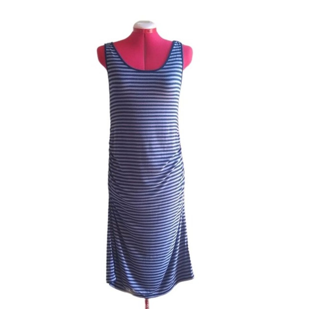 Liz Lange Maternity | Purple/Black Striped Jersey Knit Maxi Dress Sz Medium